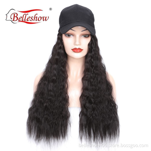 Hot sell wholesale baseball cap wig cheap hat wig fashion avant-garde wool roll wig cap synthetic cap long curly hair